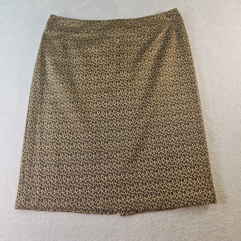 Chapter One Womens Leopard Print Pencil Skirt Brown Tan Size 14 Made in Canada